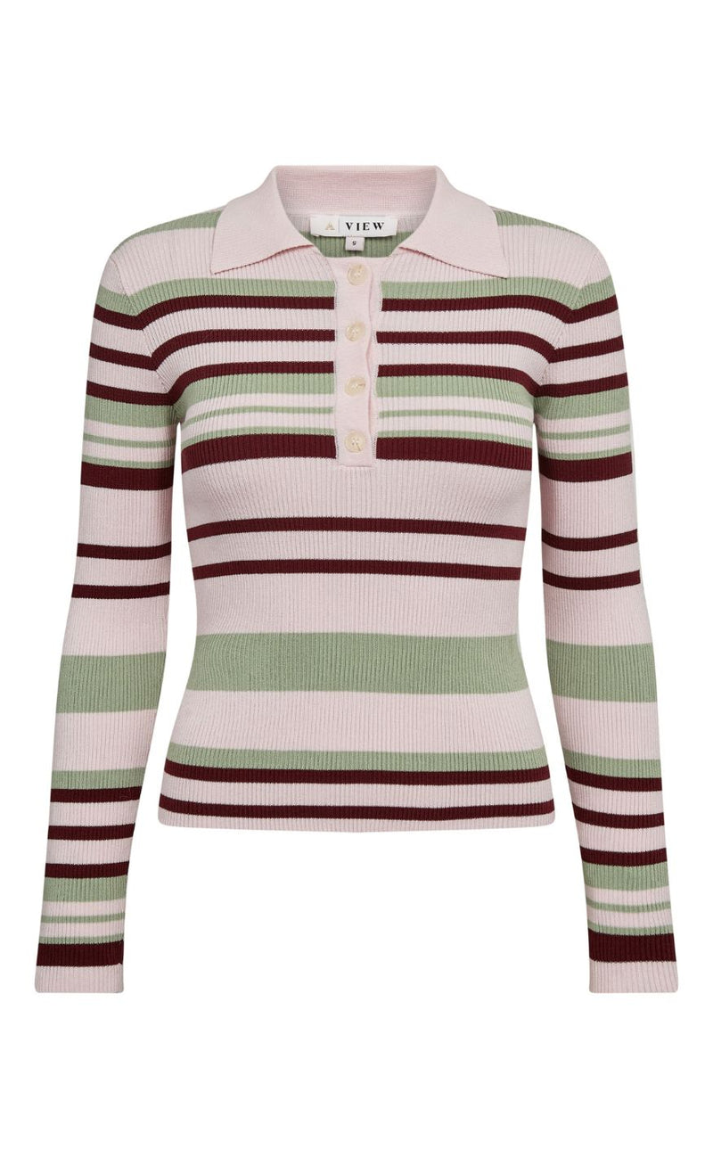 A-View Bluse - Fabi Polo - Rose/Burgundy/Green