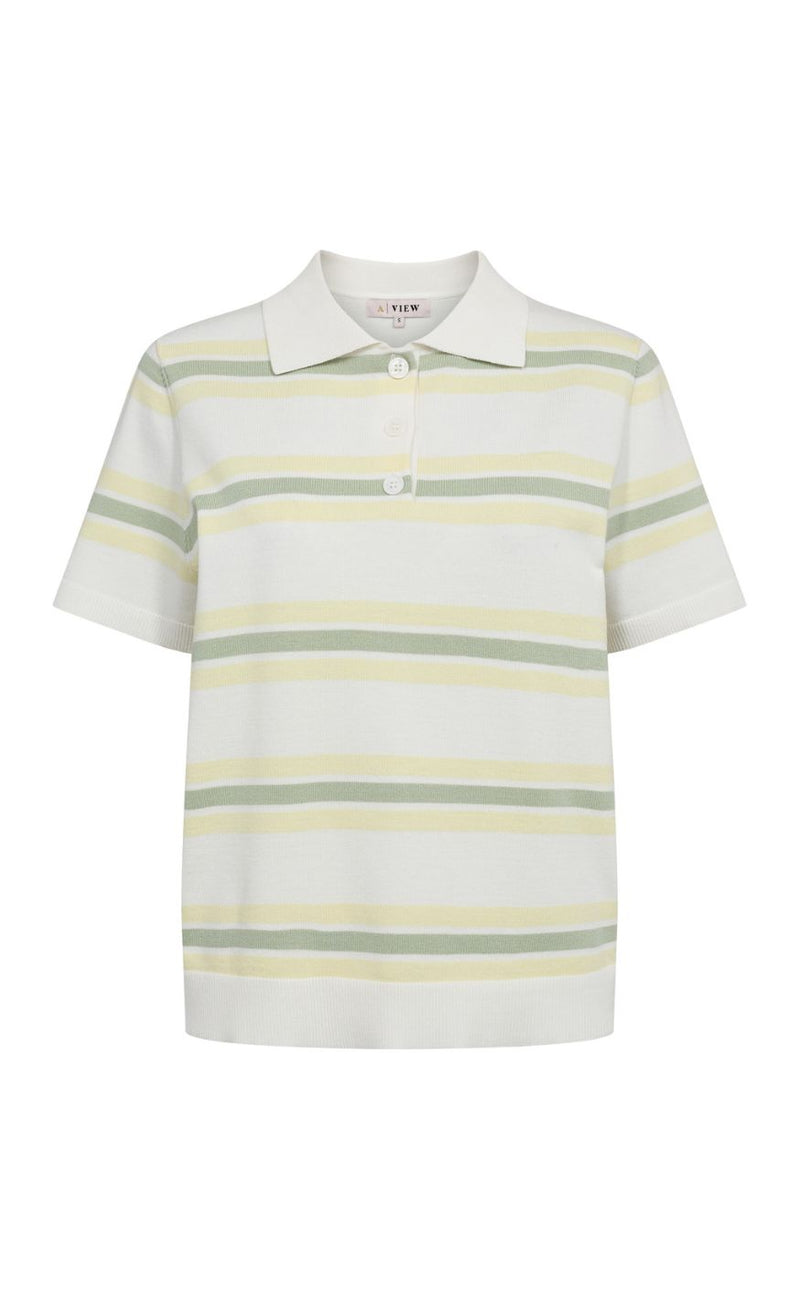 A-View Bluse - Polo Stripe - White/Yello