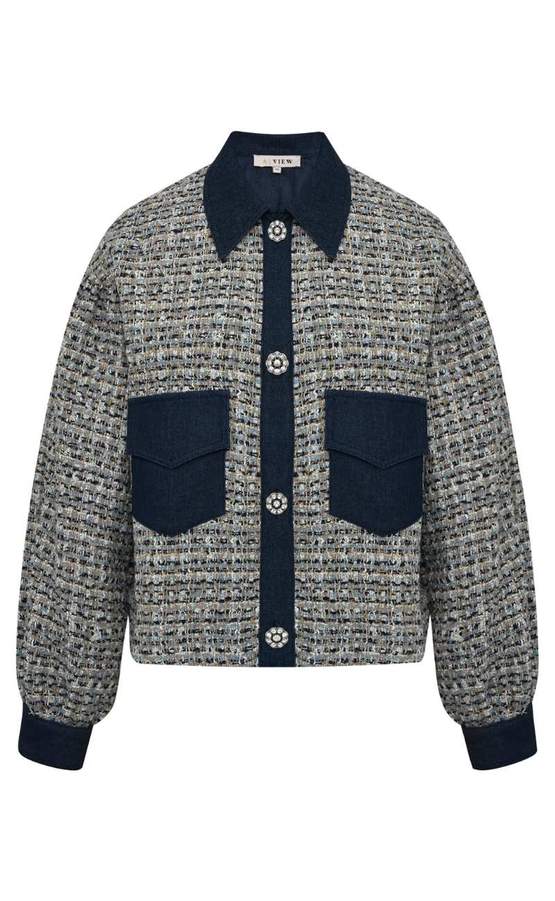 A-View Jakke - Coco - White/Blue