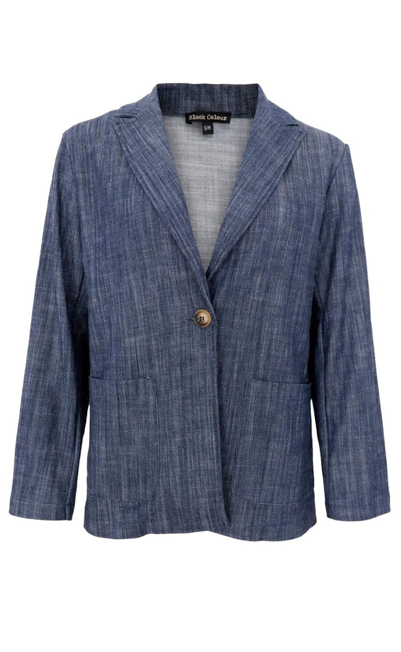 Black Colour Blazer - Box - Navy Denim