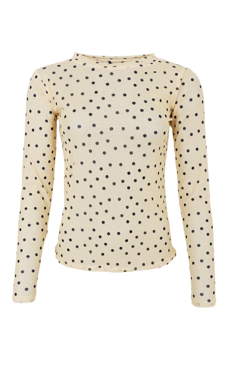 Black Colour Bluse - Annie Mesh - Yellow Dot