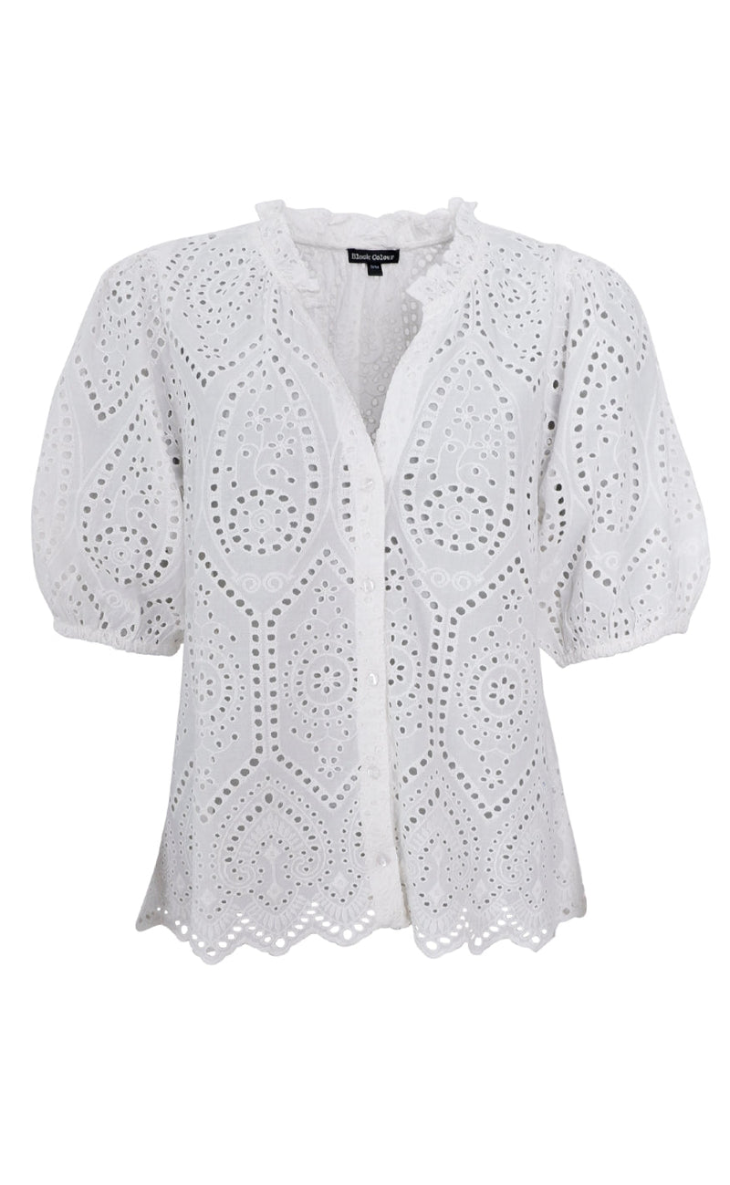 Black Colour Bluse - Elva - White