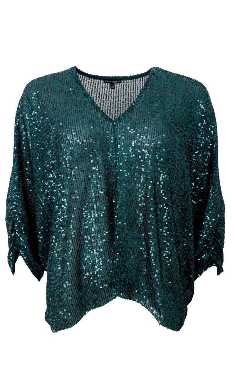 Black Colour Bluse - Glam - Bottle Green