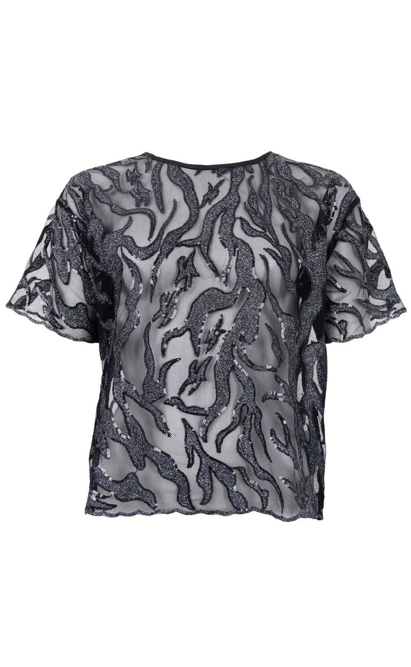 Black Colour Bluse - Maggie - Black Silver