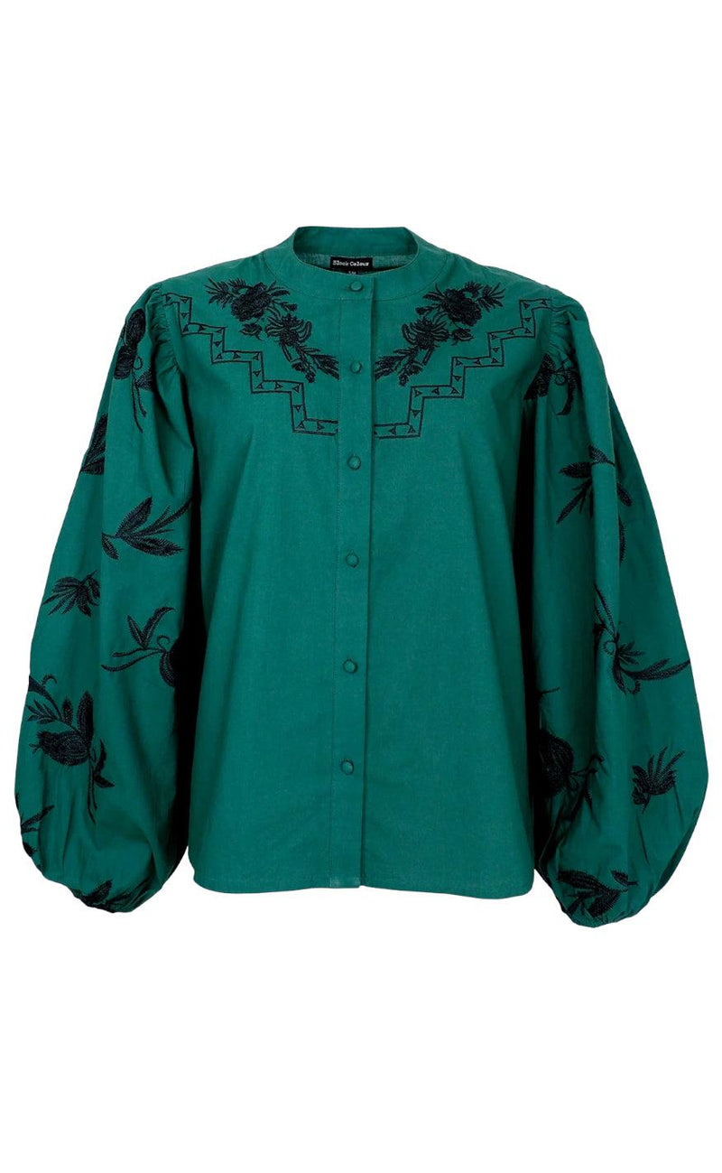 Black Colour Bluse - Maren - Green