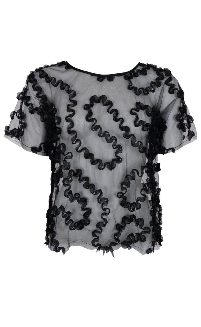 Black Colour Bluse - Swirl - Black