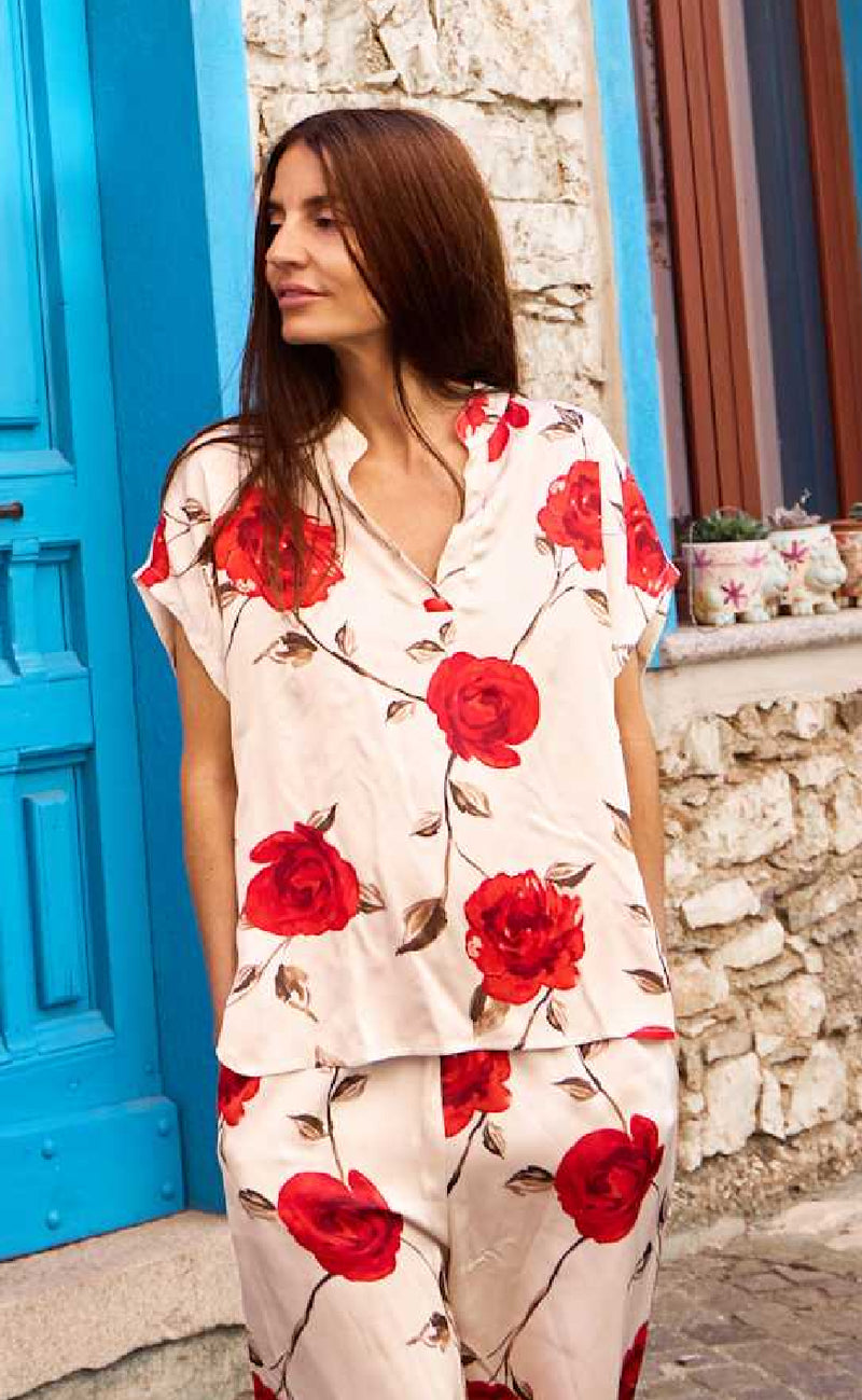 Black Colour Bluse - Tilly Rose - Red