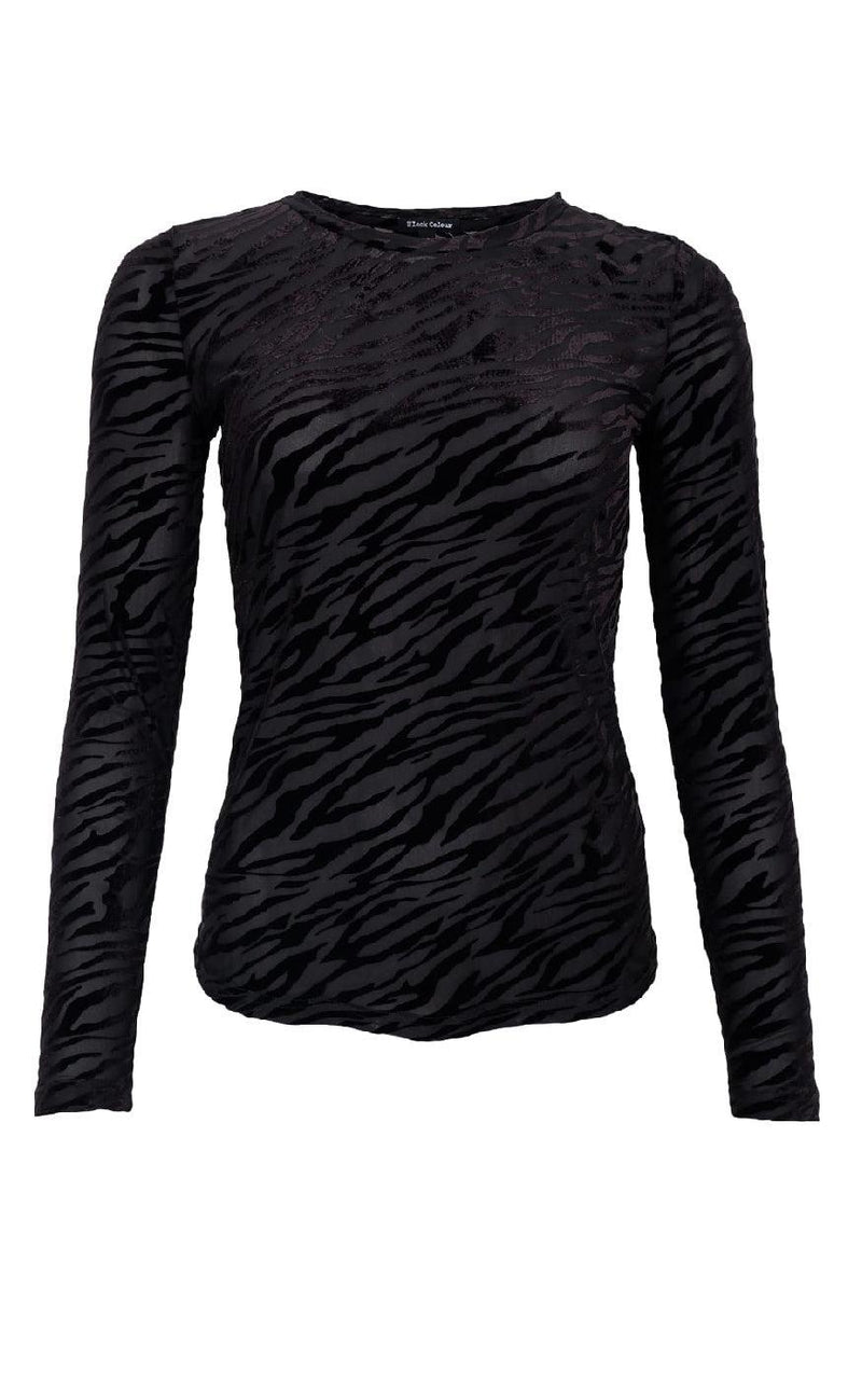 Black Colour Bluse - Zenia Mesh - Black