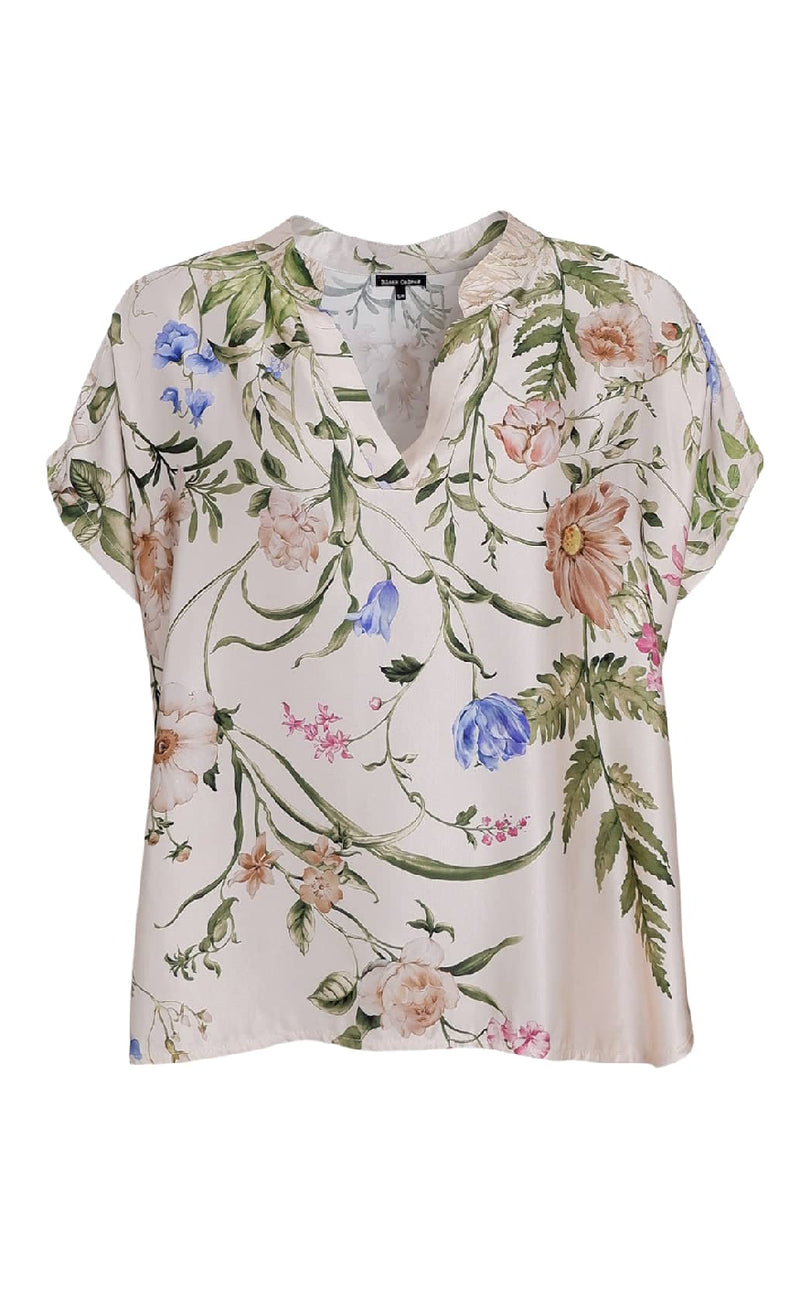 Black Colour Bluse - Zennia - Champagne Flower