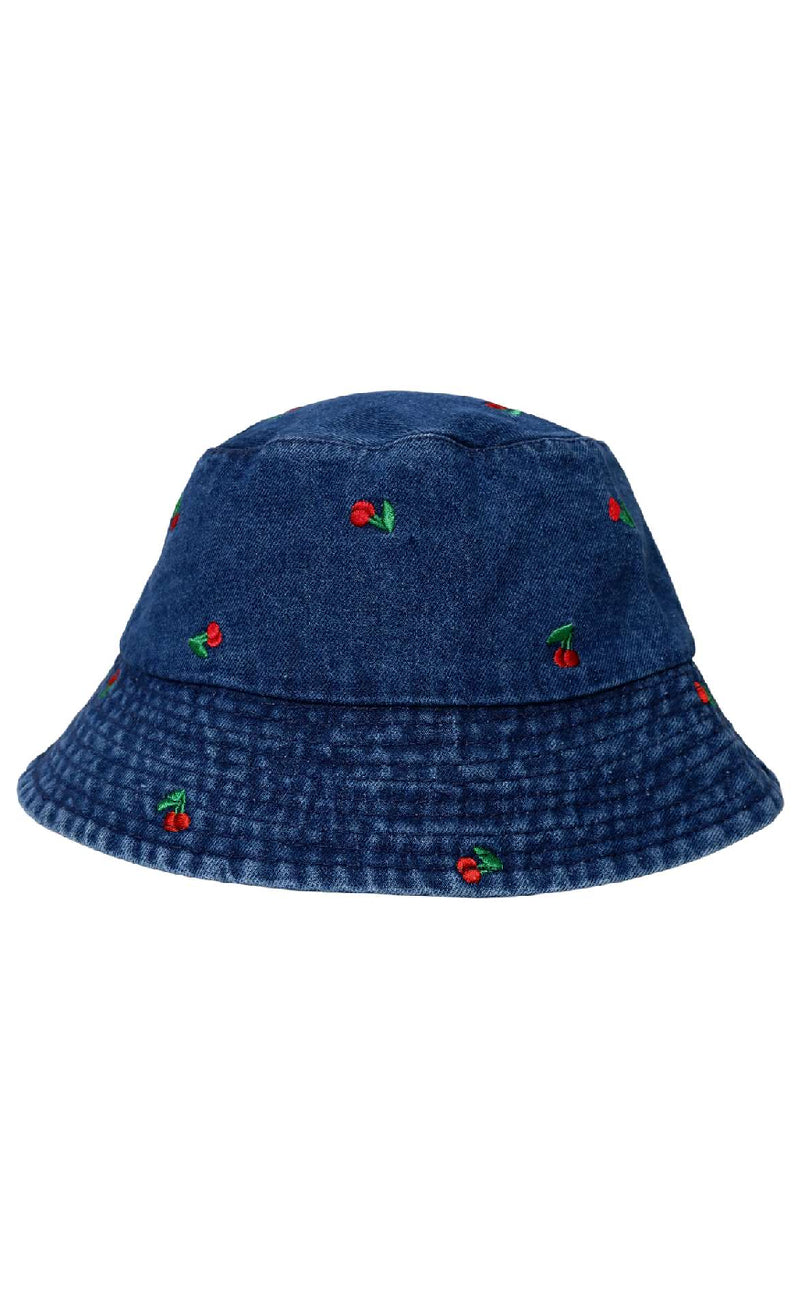 Black Colour Bøllehat - Maluca - Dk. Blue Denim/Cherry