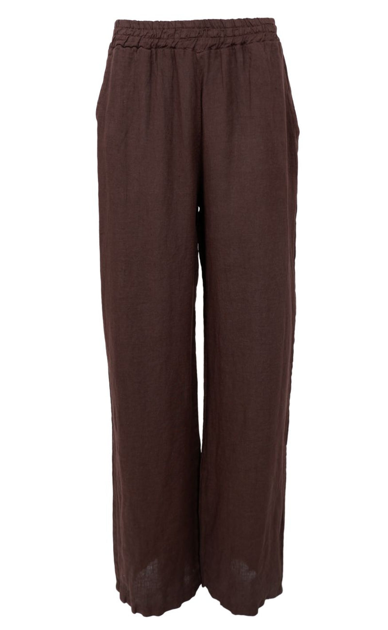 Black Colour Bukser - Melina Wide Linen - Coffee