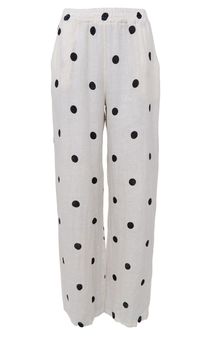 Black Colour Bukser - Melina Wide Linen - Dot