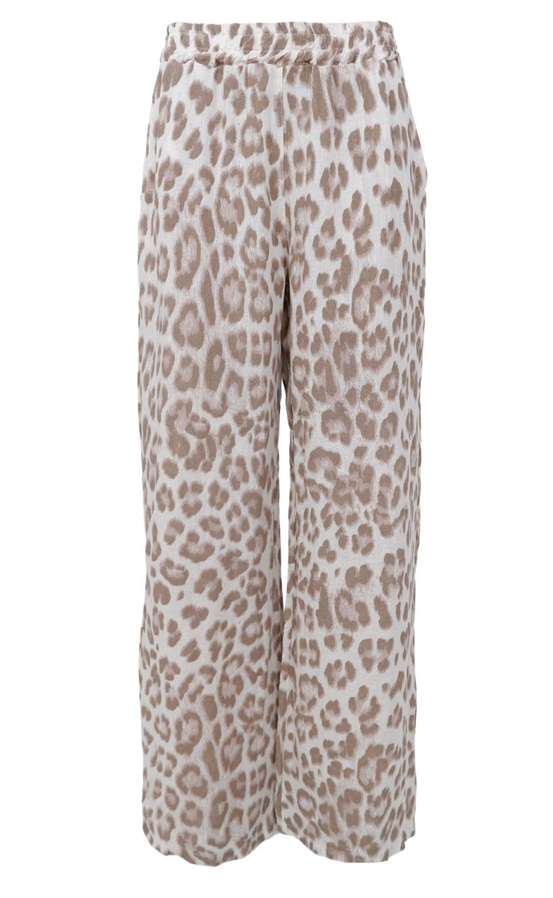 Black Colour Bukser - Melina Wide Linen - Nougat Leo