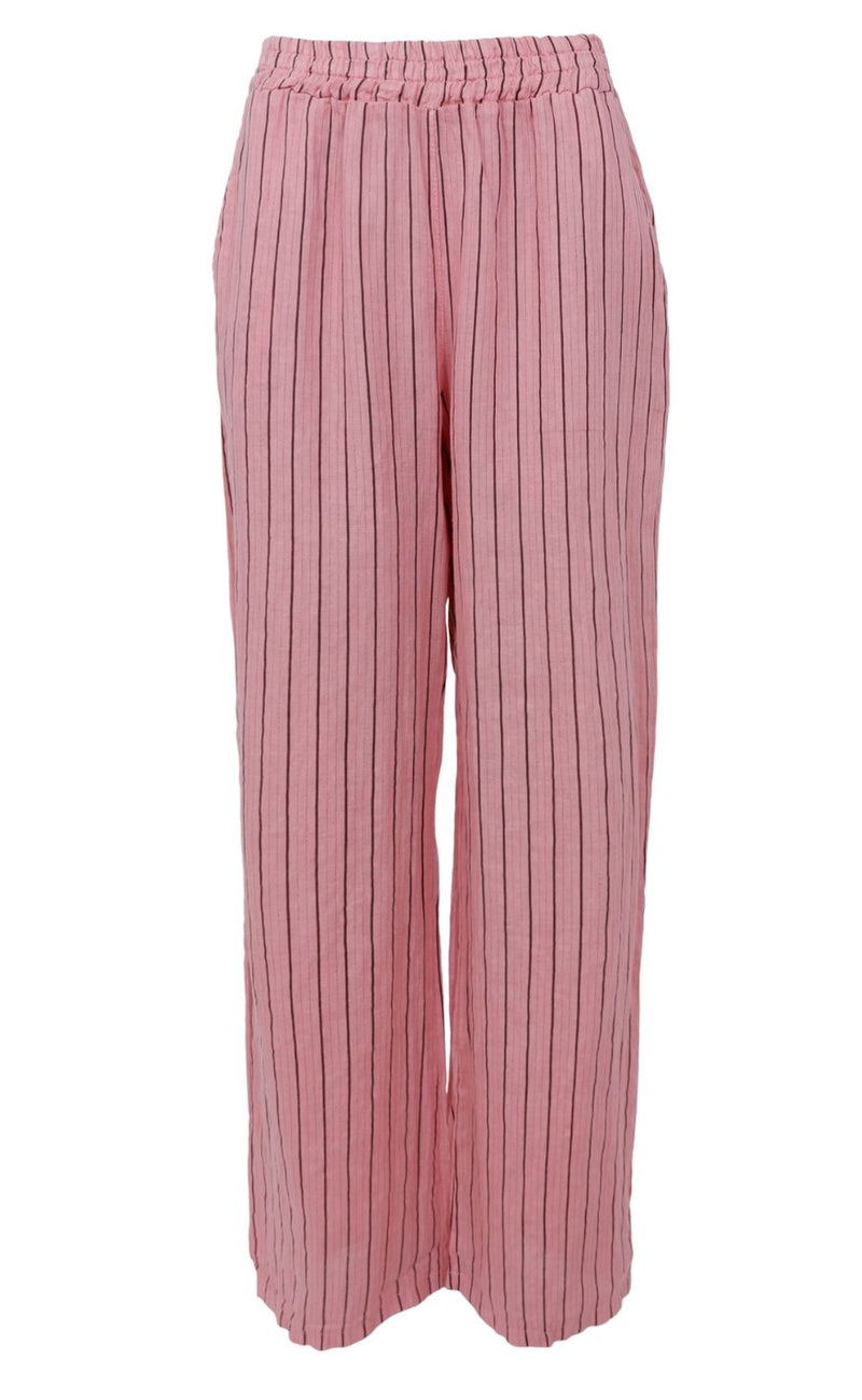 Black Colour Bukser - Melina Wide Linen - Rose Stripe