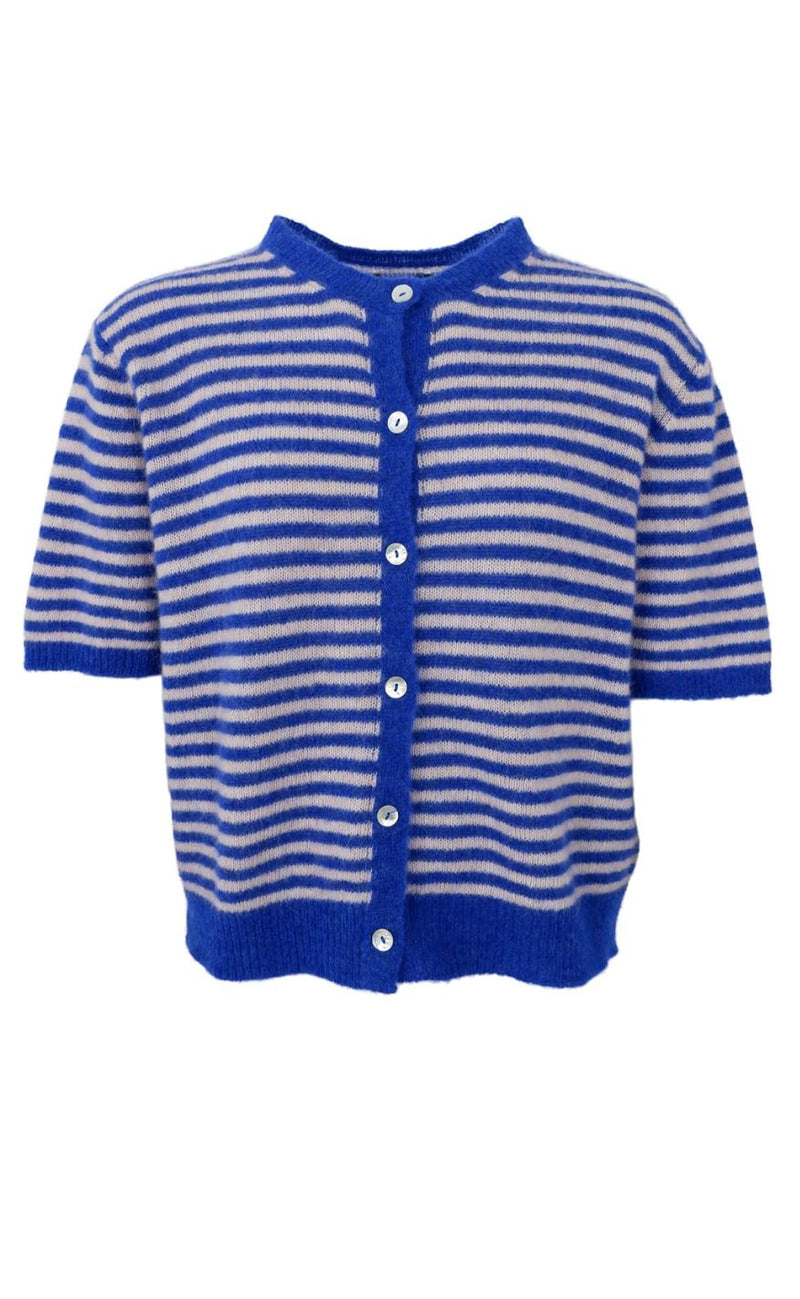 Black Colour Cardigan - Dell Striped SS - Blue