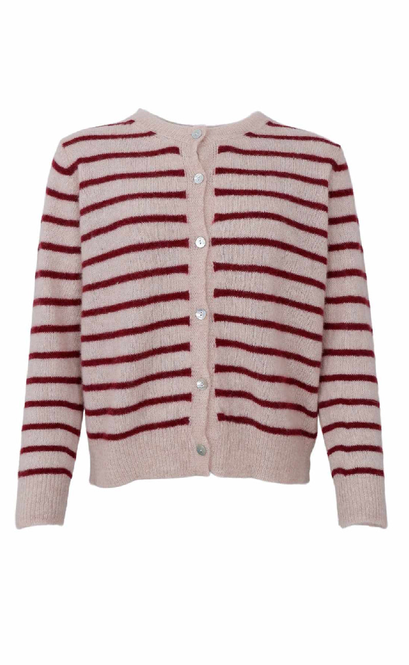 Black Colour Cardigan - Dell Striped - Wine
