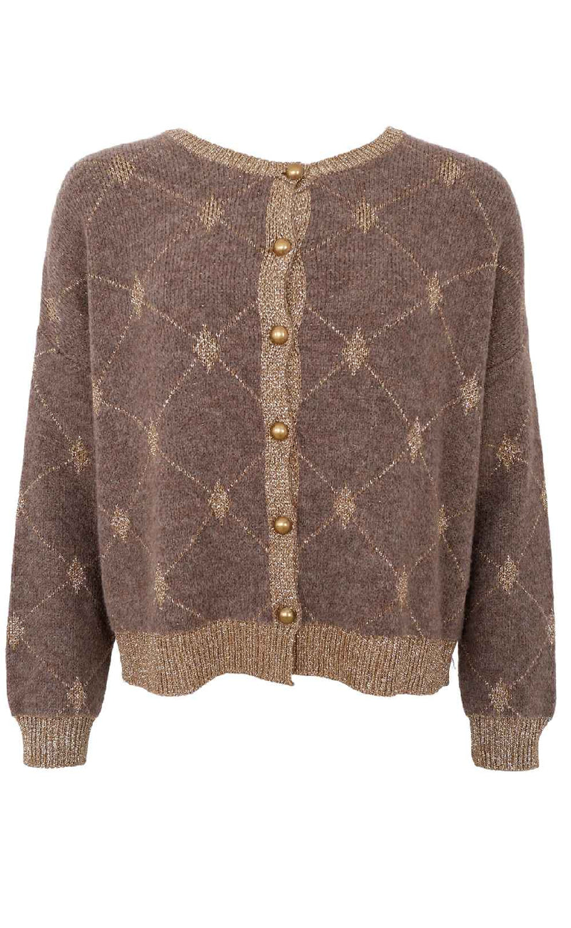 Black Colour Cardigan - Elva - Taupe