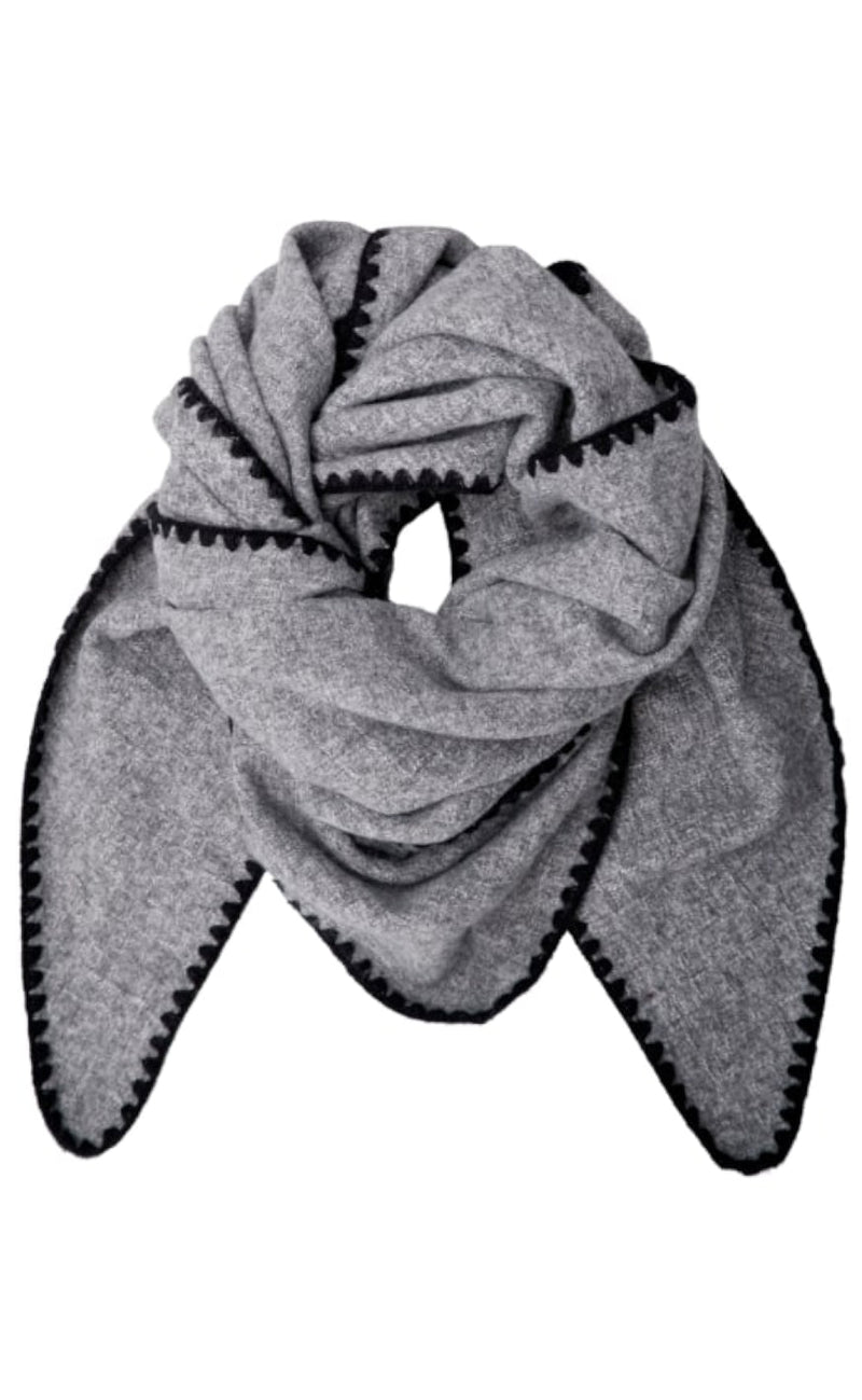 Black Colour Halstørklæde - Ida - Lt. Grey