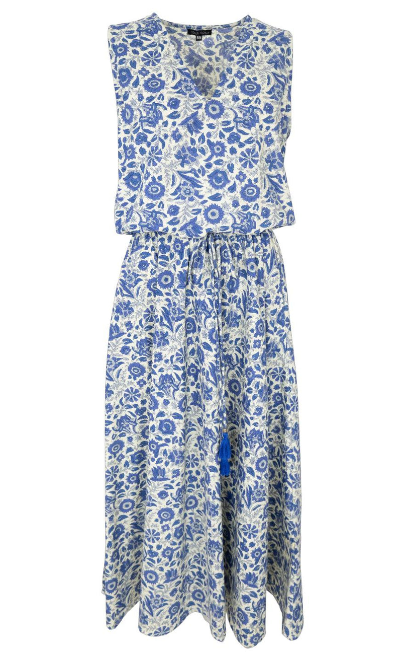 Black Colour Kjole - Flora Summer - Royal Blue