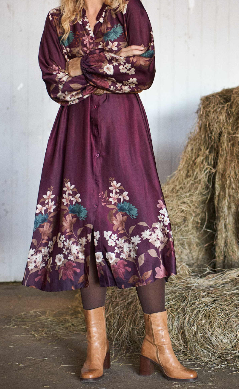Black Colour Kjole - Zendaya - Plum Flower