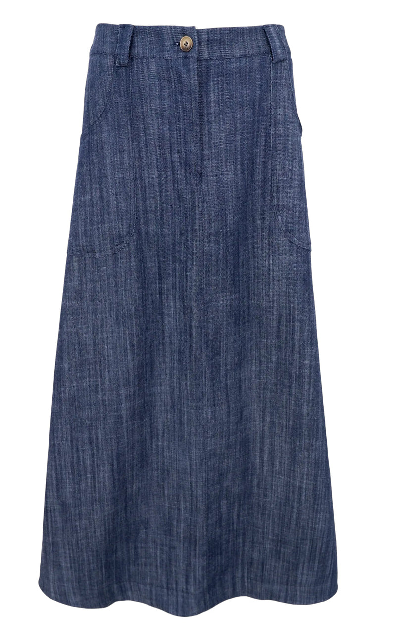 Black Colour Nederdel - Box - Navy Denim