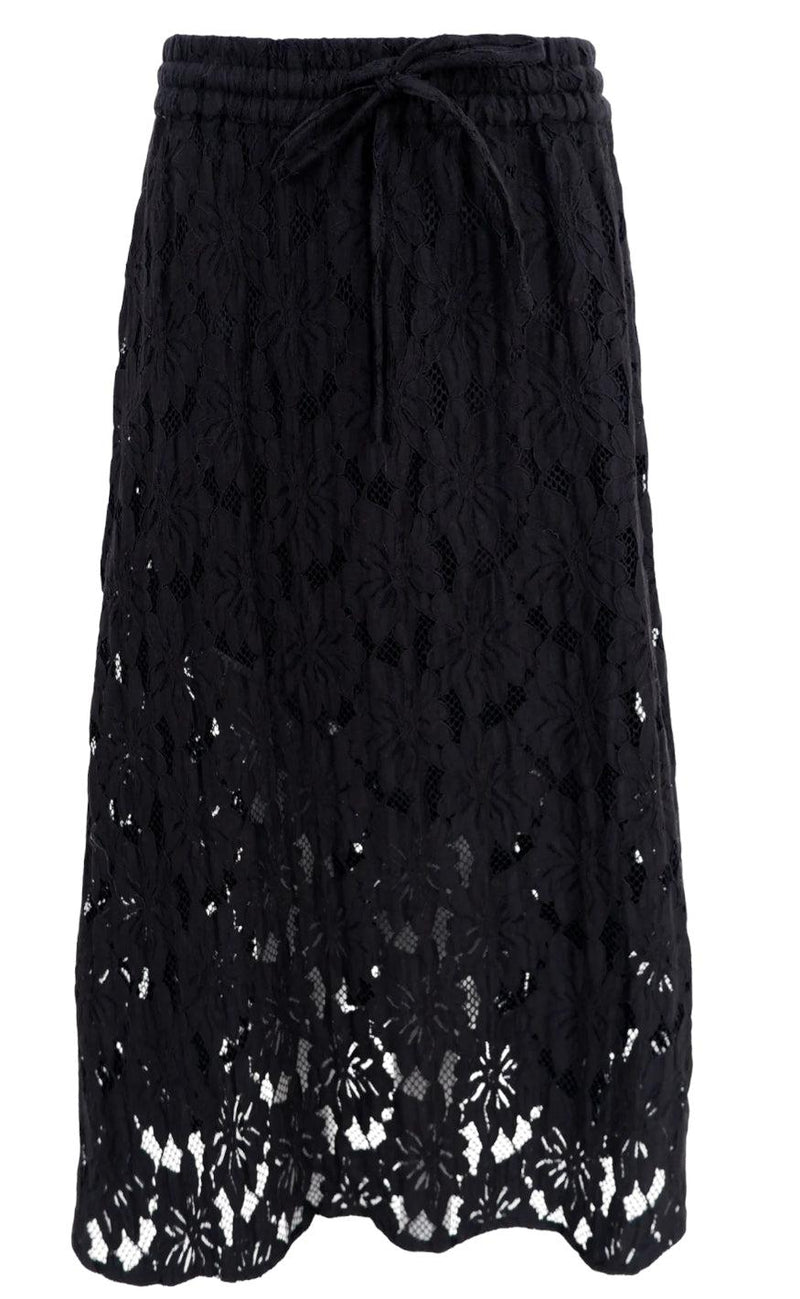 Black Colour Nederdel - Nelly Flower - Black