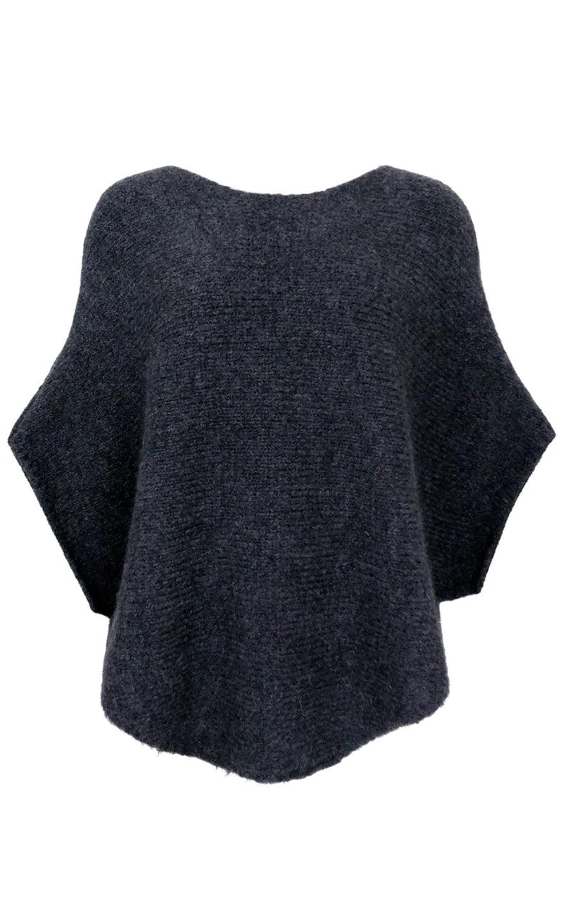 Black Colour Poncho - Pella - Dark Grey