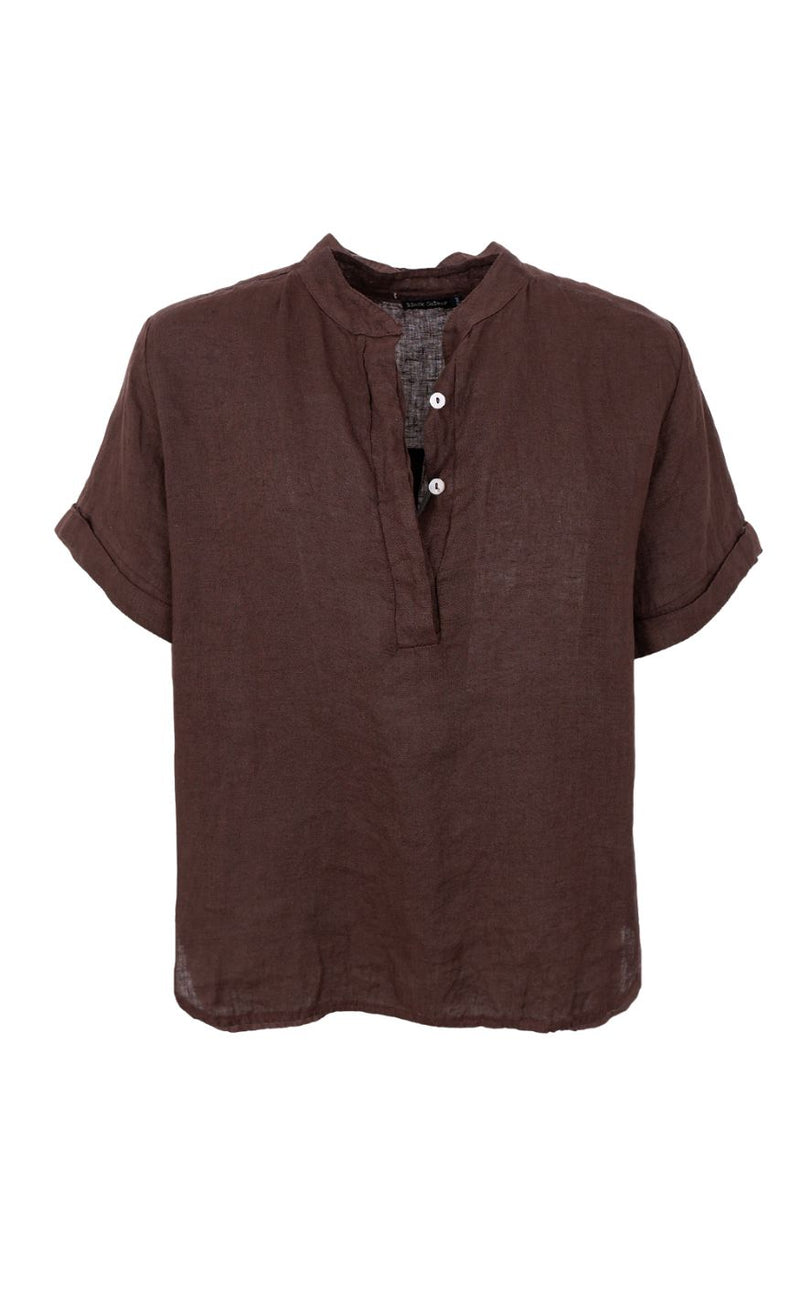 Black Colour Skjorte - Melina SS Linen - Coffee