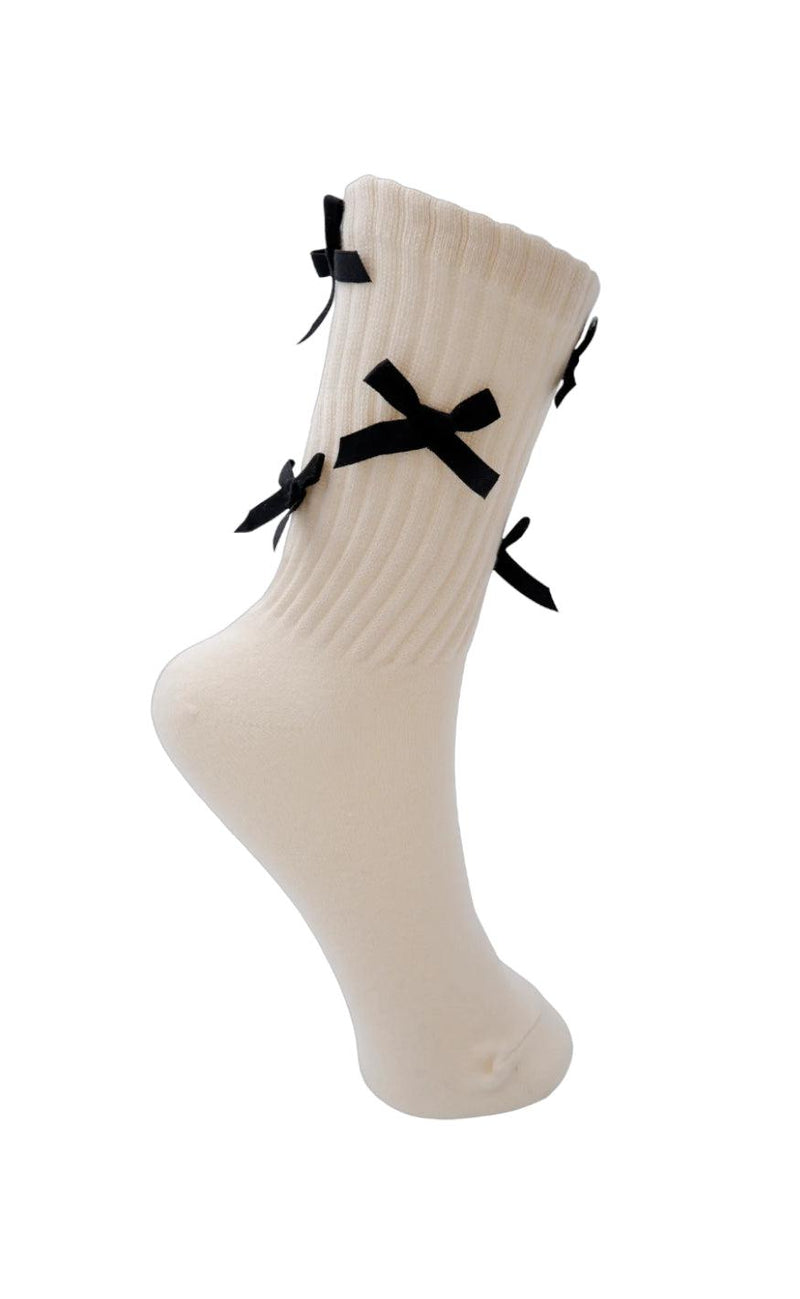 Black Colour Strømper - Bow - Off White