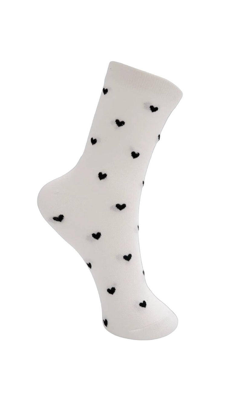 Black Colour Strømper - Love - White w. Black