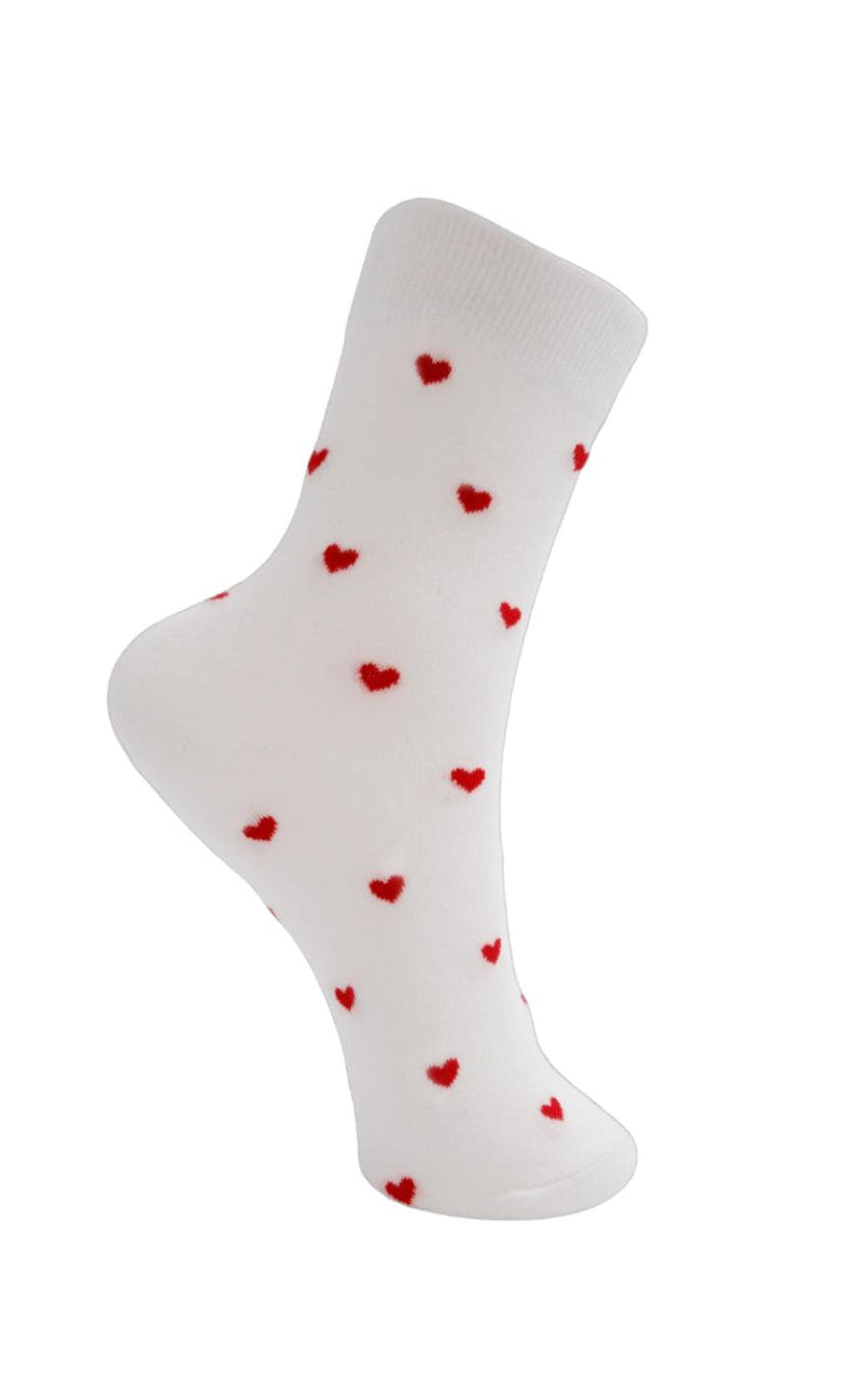 Black Colour Strømper - Love - White w. Red
