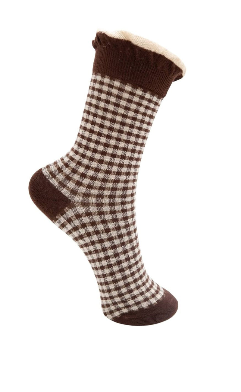 Black Colour Strømper - Lumina - Coffee Checkered