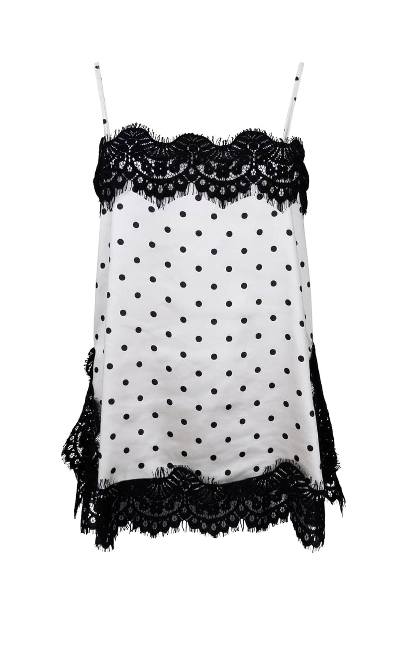 Black Colour Top - Evie Lace - White Dot