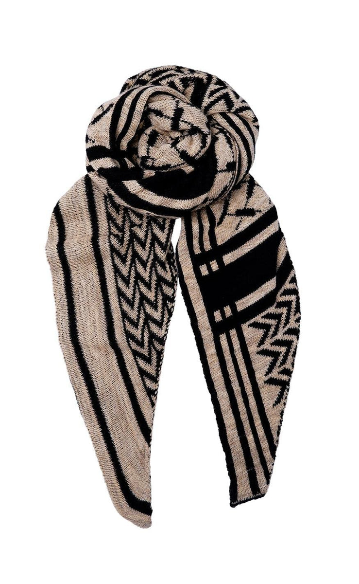 Black Colour Tørklæde - BcTriangle Medium Strikket Tørklæde i Latte main image 1