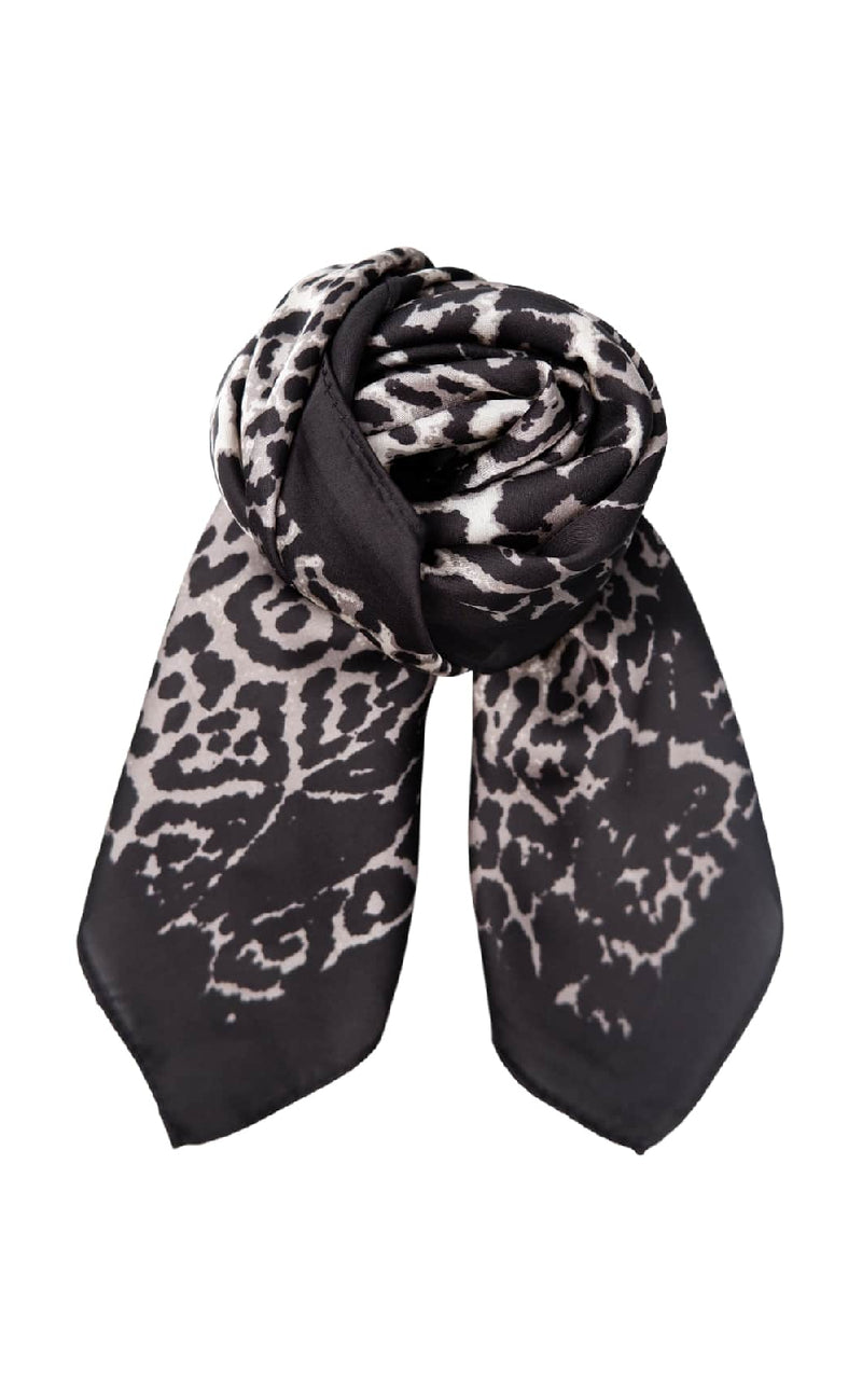 Black Colour Tørklæde - Rani Leo Mini - Grey