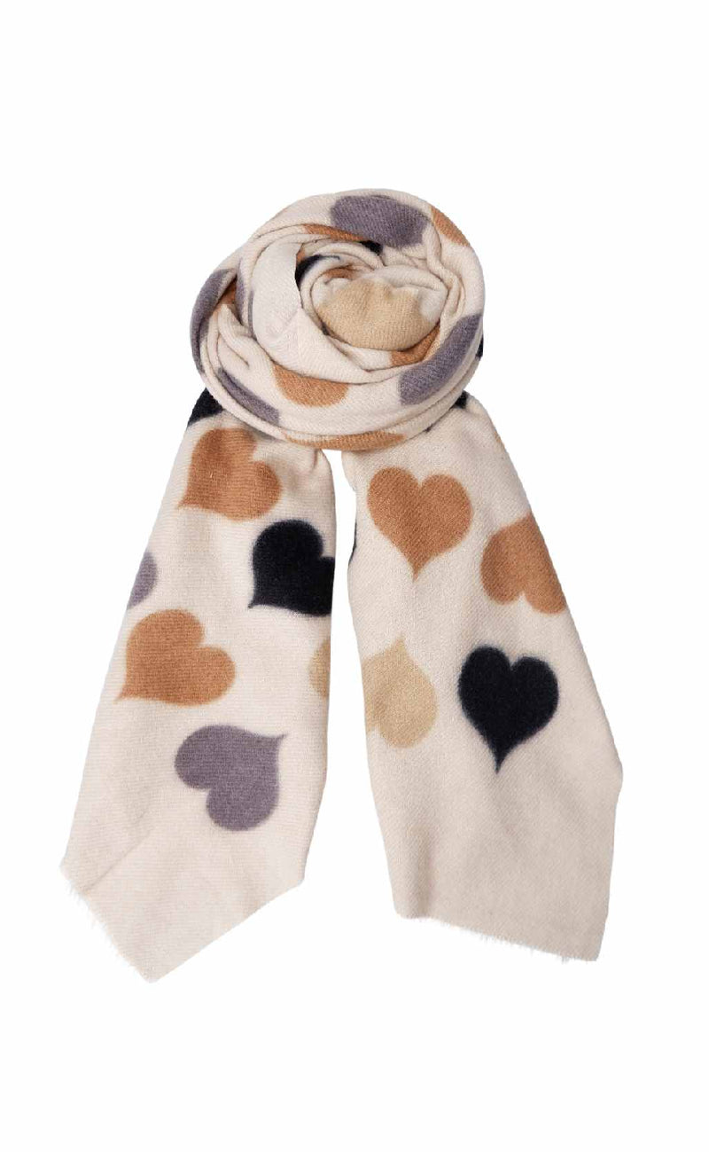 Black Colour Tørklæde - Rumi Heart - Creme