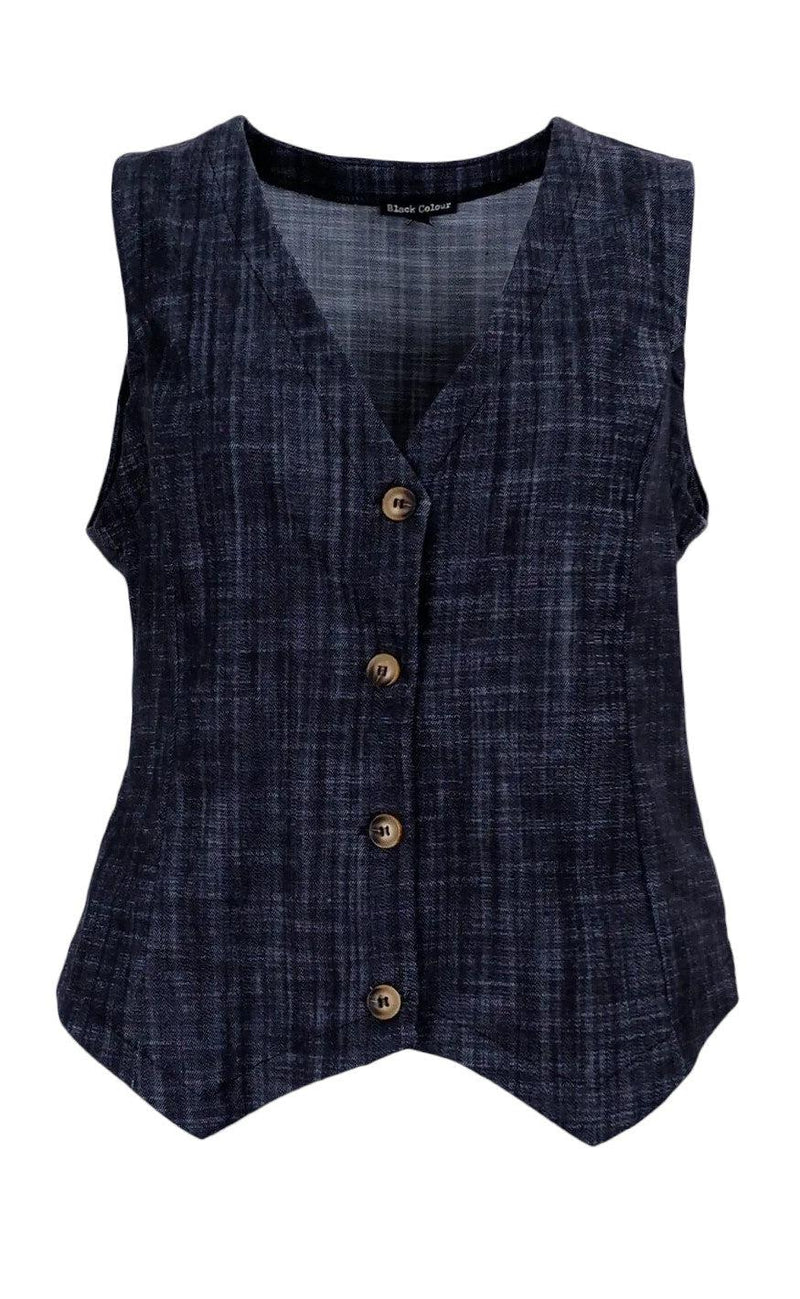 Black Colour Vest - Box - Black Denim