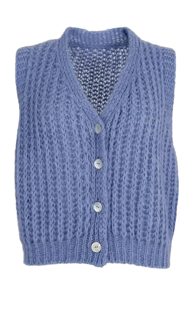 Black Colour Vest - Casey - Soft Blue