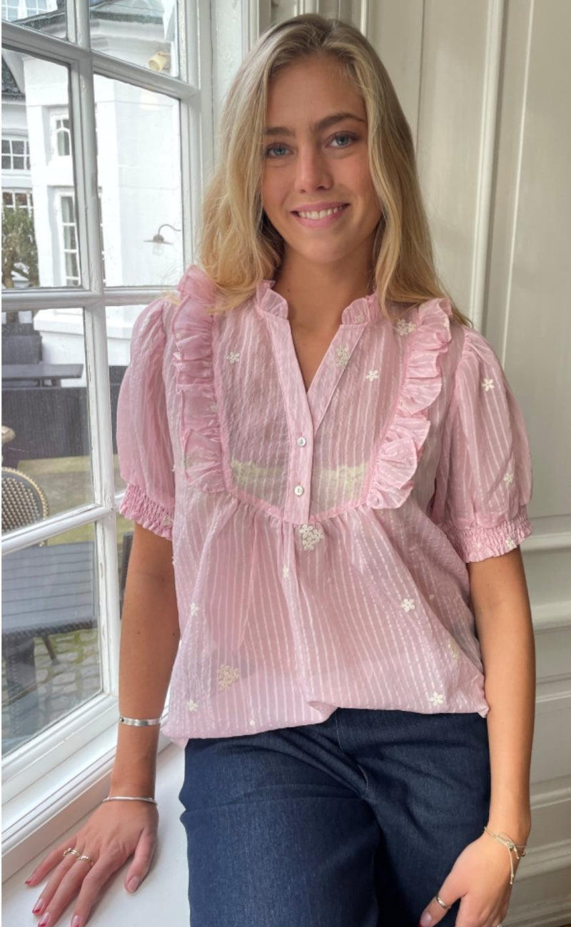 Continue Bluse - Silke Chiffon - Rose