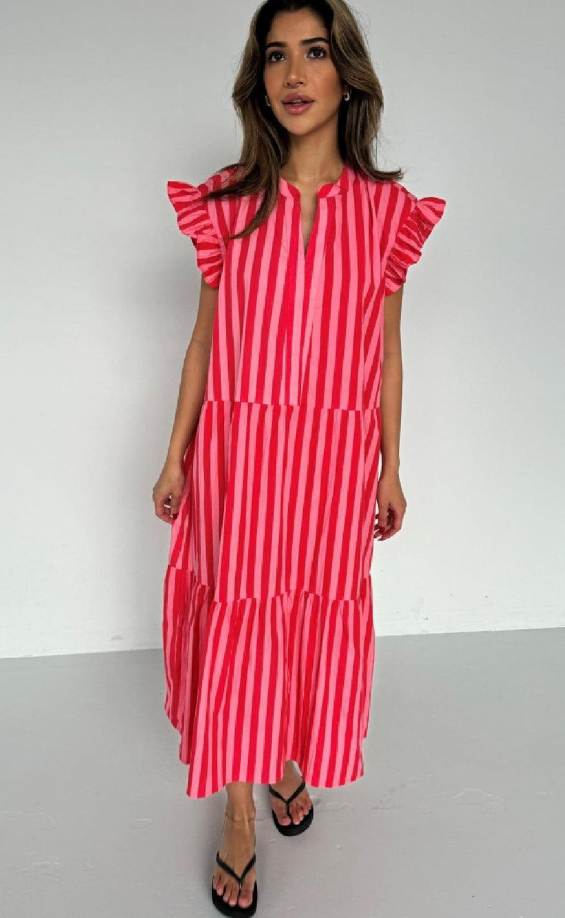 Continue Kjole - Bea - Stribe Pink/Red Stripe