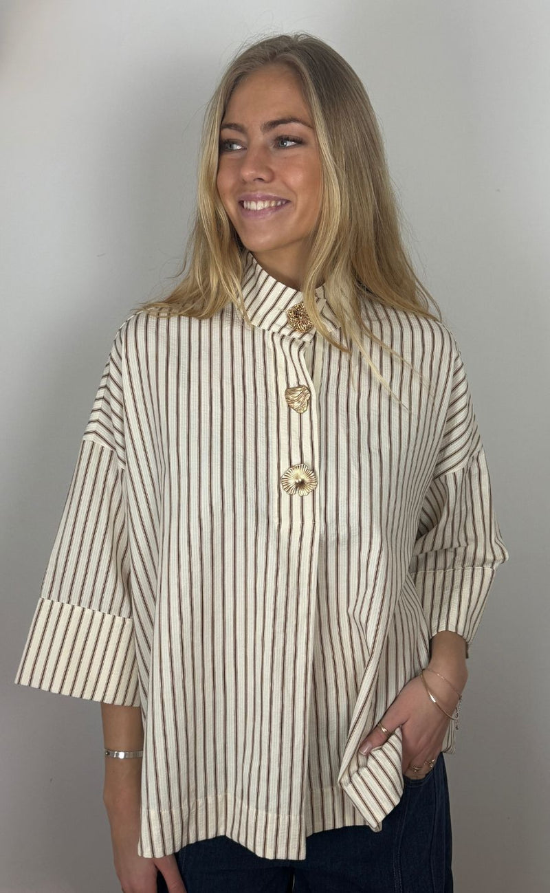 Continue Skjorte - Klara High - Brown Stripe