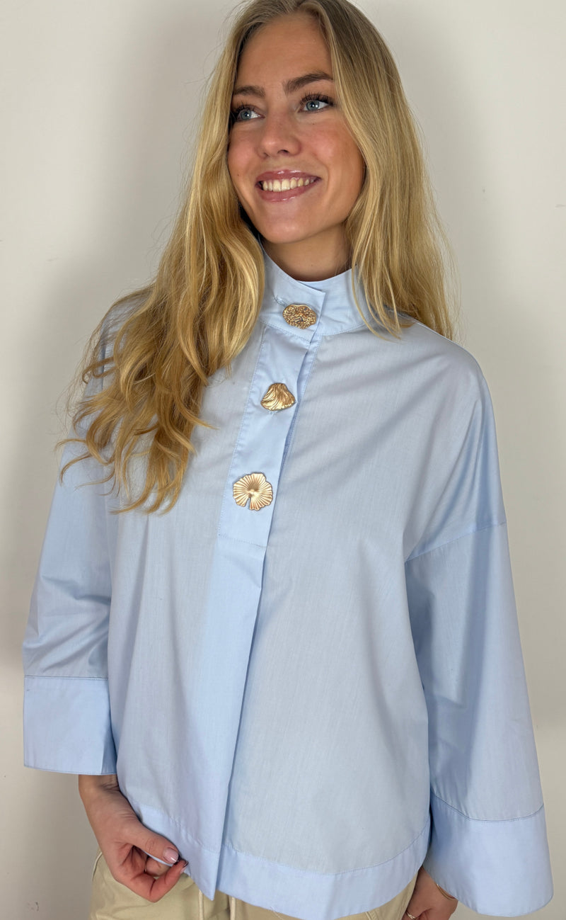 Continue Skjorte - Klara High Neck - Light Blue