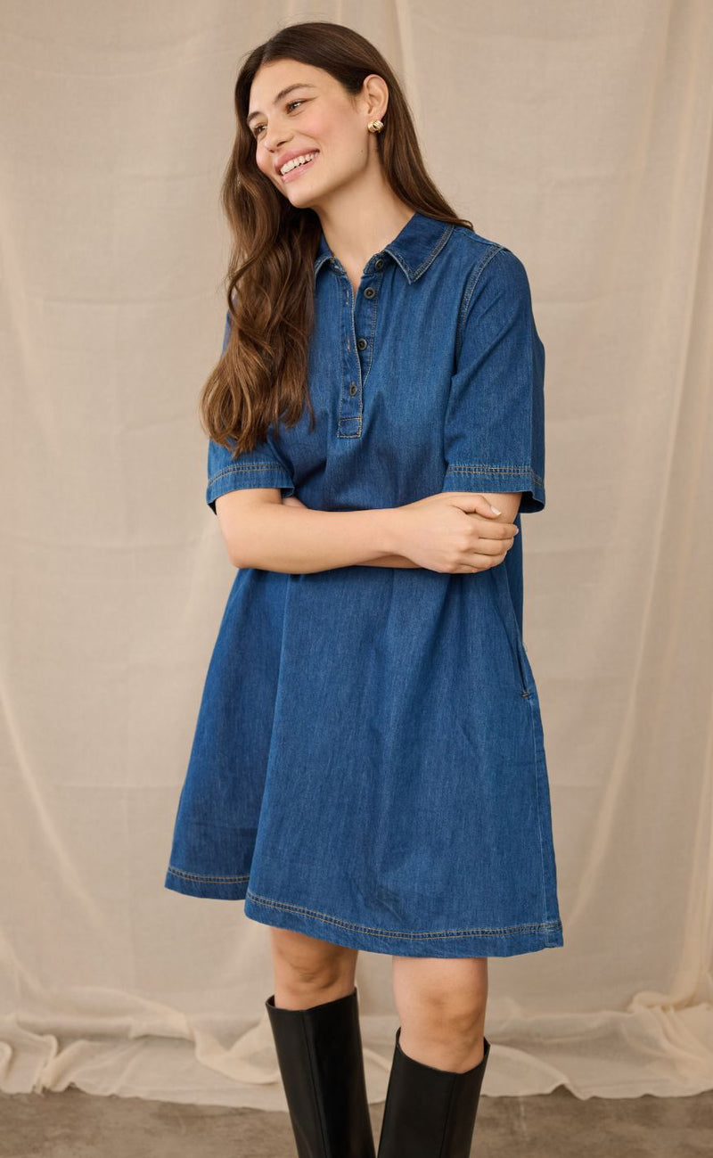 Culture Kjole - Winnie Arpa - Dark Blue Wash