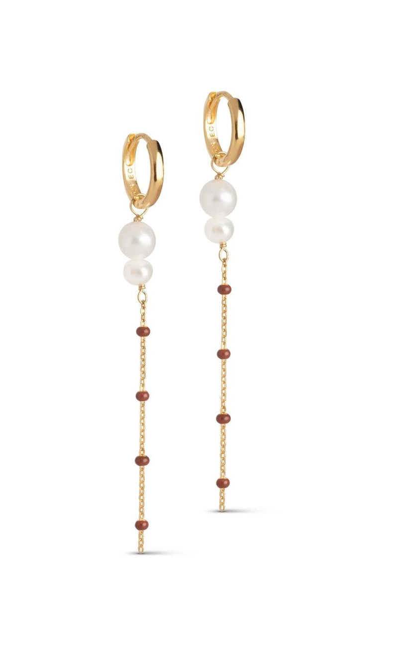 ENAMEL Copenhagen Øreringe - Lola Double Pearl Hoops - Copper