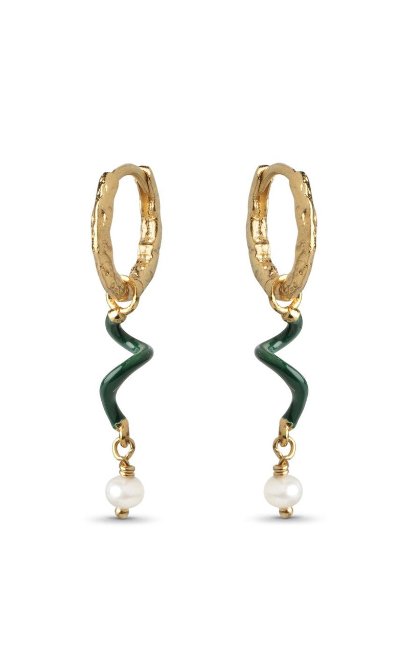 ENAMEL Copenhagen Øreringe - Twist - Petrol Green