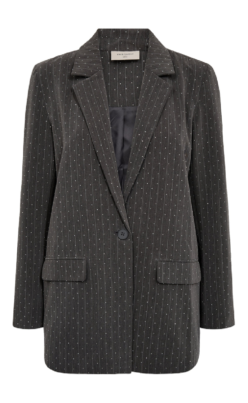 Freequent Blazer - Widy - Dark Grey Mel w. Star Off-white