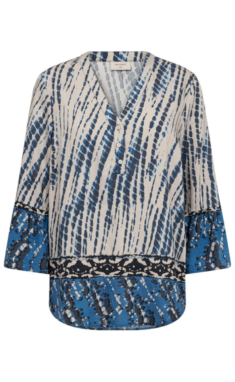 Freequent Bluse - Aby - Pumice Stone W. Ombre Blue