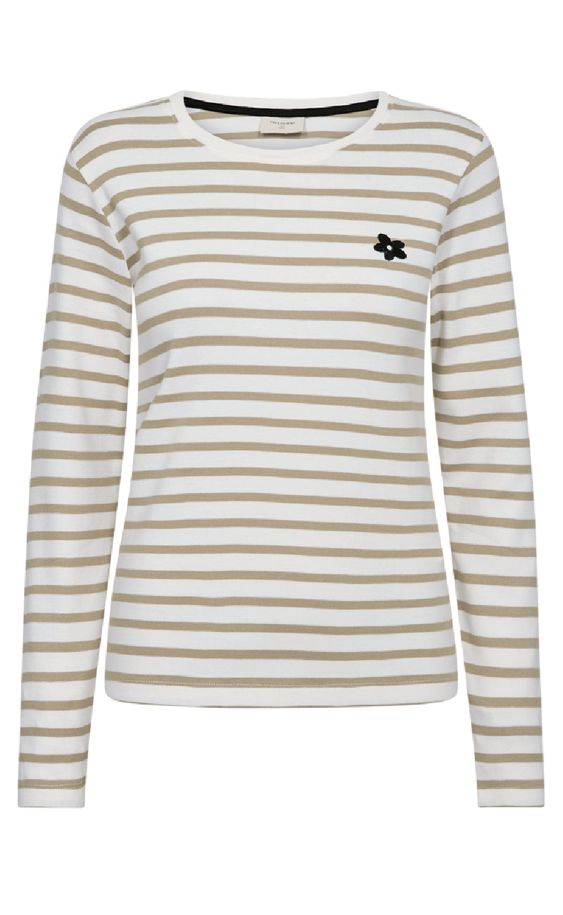 Freequent Bluse - Famila - Star Off-White w. Silver Mink