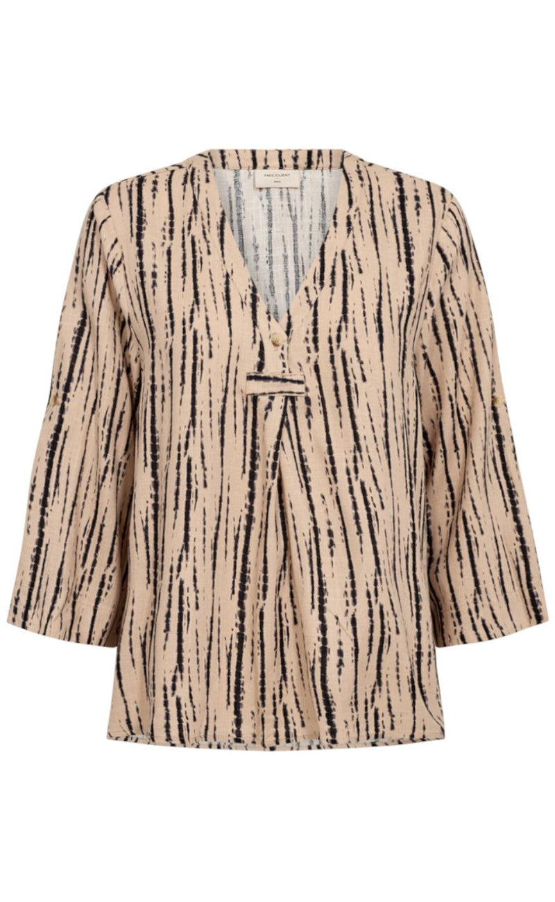 Freequent Bluse - Larin - Sand Melange w. Black