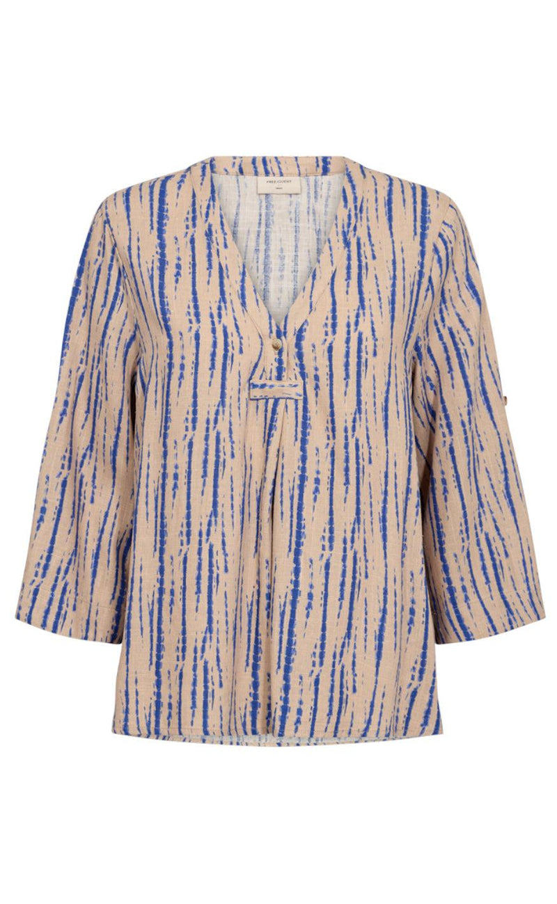 Freequent Bluse - Larin - Sand Melange w. Nebulas Blue